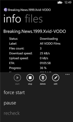 Скриншот приложения BitTorrent Remote - №3