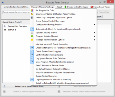 Скриншот приложения Restore Point Creator - №3
