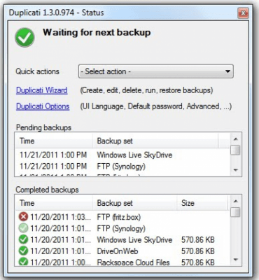 Скриншот приложения Duplicati - №1