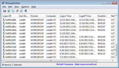 Скриншот приложения WinLogOnView - №1
