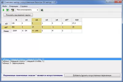 Скриншот приложения Симплекс-метод (М-метод) - №1