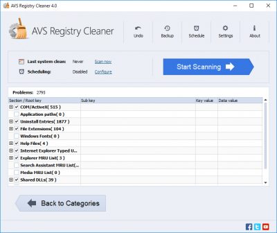 Скриншот приложения AVS Registry Cleaner - №1