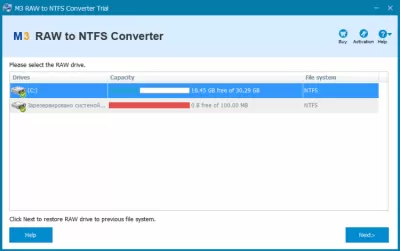 Скриншот приложения M3 RAW to NTFS Converter - №1