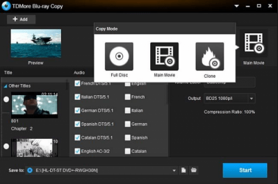 Скриншот приложения TDMore Blu-ray Copy - №2