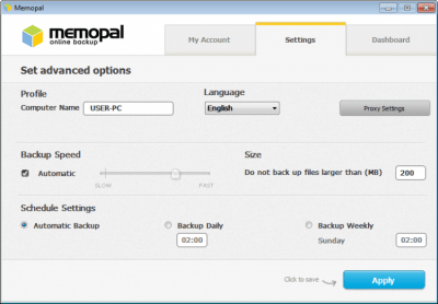 Скриншот приложения Memopal Online Backup - №2