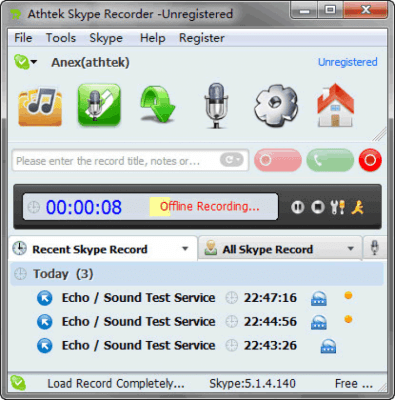 Скриншот приложения AthTek Skype Recorder - №1