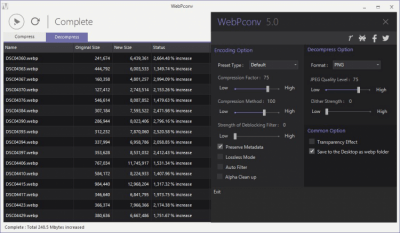 Скриншот приложения WebPconv Portable - №2