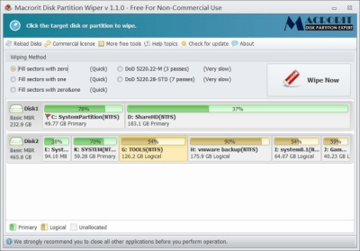 Скриншот приложения Macrorit Disk Partition Wiper - №1