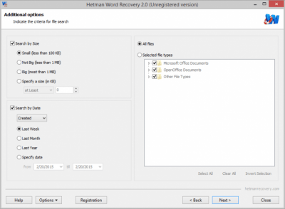Скриншот приложения Hetman Word Recovery Portable - №3