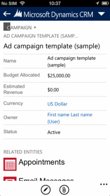 Скриншот приложения Microsoft Dynamics CRM for iPhone - №1