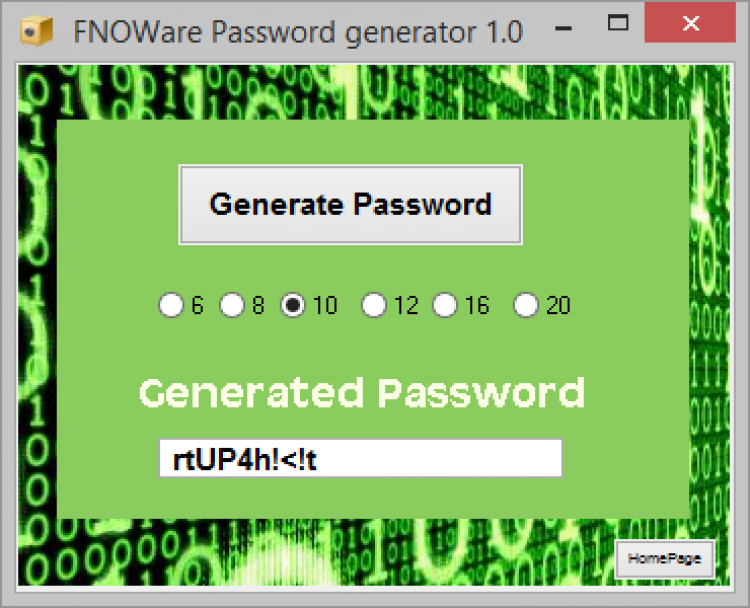 Программа которая при запуске генерирует пароль