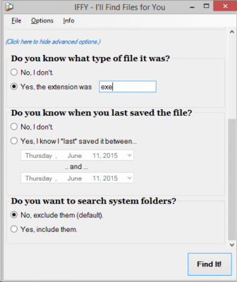 Скриншот приложения IFFY (I'll Find Files for You) Portable - №2