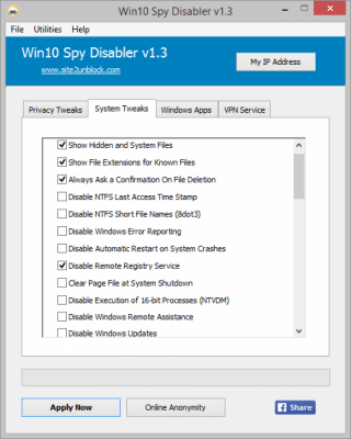 Скриншот приложения Win10 Spy Disabler - №3