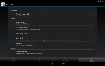 Скриншот приложения SMSToExcel Backup SMS in Excel - №1