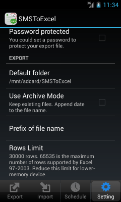 Скриншот приложения SMSToExcel Backup SMS in Excel - №4