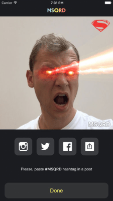 Скриншот приложения MSQRD — Живые эффекты и обмен лицами - №5