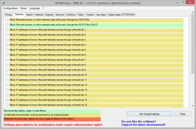 Скриншот приложения W10Privacy - №3