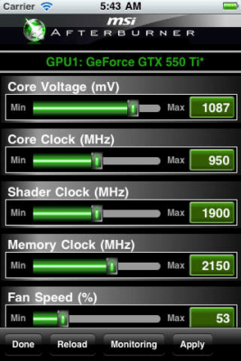 Скриншот приложения MSI Afterburner APP - №1