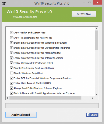 Скриншот приложения Win10 Security Plus - №1