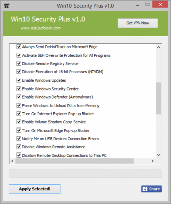 Скриншот приложения Win10 Security Plus - №2