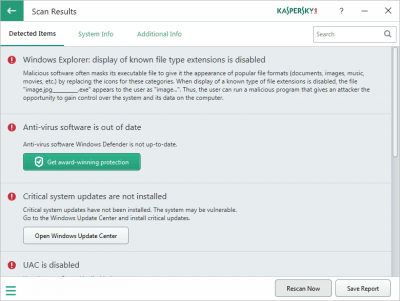 Скриншот приложения Kaspersky System Checker - №1