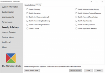 Скриншот приложения Ultimate Windows Tweaker - №9