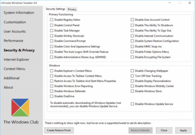 Скриншот приложения Ultimate Windows Tweaker - №10