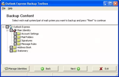 Скриншот приложения Outlook Express Backup Toolbox - №1