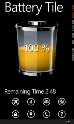 Скриншот приложения Battery Tile Windows Phone - №5