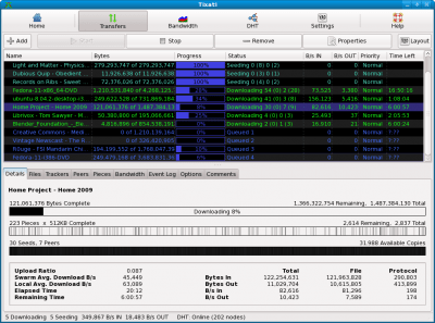 Скриншот приложения Tixati для Linux - №2