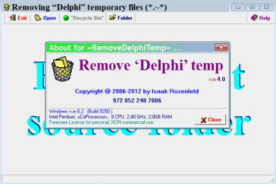 Скриншот приложения RemoveDelphiTemp - №2
