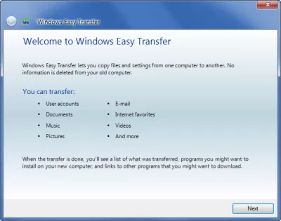 Скриншот приложения Windows Easy Transfer - №1