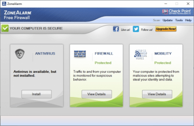 Скриншот приложения ZoneAlarm Free Firewall - №1