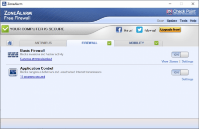 Скриншот приложения ZoneAlarm Free Firewall - №2