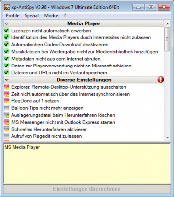 Скриншот приложения XP-AntiSpy - №3