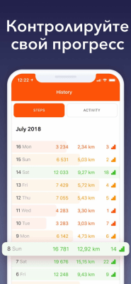 Скриншот приложения Stepz - шагомер и счет калорий - №3