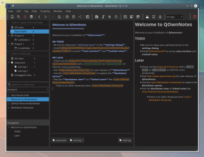 Скриншот приложения QOwnNotes для Linux - №1