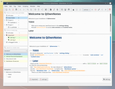 Скриншот приложения QOwnNotes для Linux - №6
