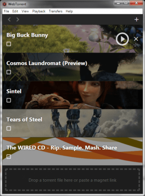 Скриншот приложения WebTorrent Desktop - №1