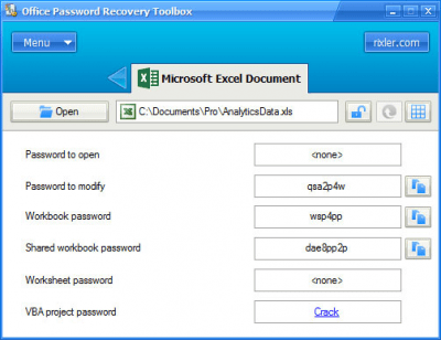 Скриншот приложения Office Password Recovery Мастер - №2