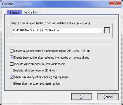 Скриншот приложения Eusing Free Registry Cleaner - №3