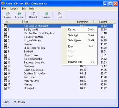 Скриншот приложения Free CD to MP3 Converter - №1