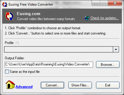 Скриншот приложения Eusing Free Video Converter - №1