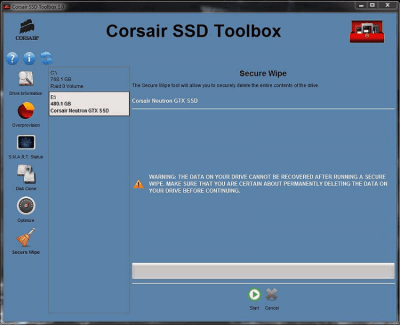 Скриншот приложения Corsair SSD Toolbox - №1