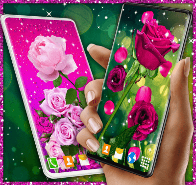 Скриншот приложения Pink Rose Live Wallpaper 3D Roses 4K Wallpapers - №3