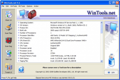 Скриншот приложения WinTools.net Classic v5.3 - №1