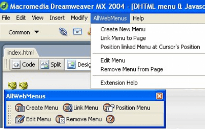 Скриншот приложения AllWebMenus Javascript Menu Dreamweaver Extension 1.0.1 - №1