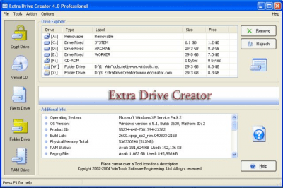 Скриншот приложения Extra Drive Creator Professional v4.3 - №1