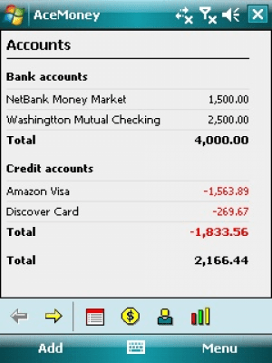 Скриншот приложения AceMoney for Pocket PC 1.1.1 - №1