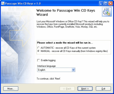 Скриншот приложения Passcape Win CD Keys - №1